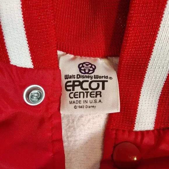 Vintage Disney EPCOT Mickey Mouse Kids Bomber Jacket Red Nylon USA Size 4 - Picture 8 of 12